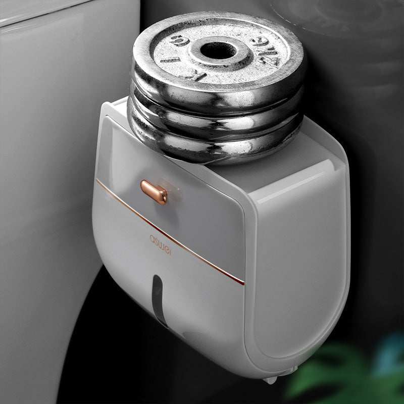 No-Drill Waterproof Toilet Paper Holder | Double Layer Large Capacity Mobile Phone Shelf Bathroom Storage Essential