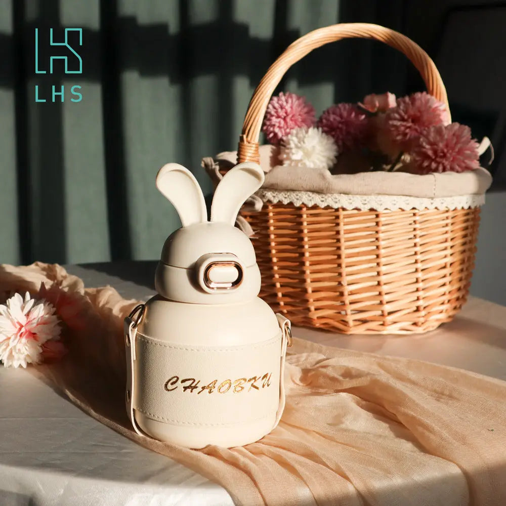 【LHS】太空兔彈蓋背帶不銹鋼保溫保冷杯 采寓生活館