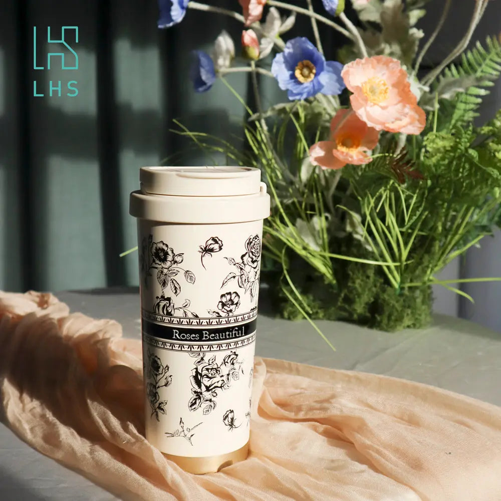【LHS】凡爾賽玫瑰印花不銹鋼真空保溫保冷杯 采寓生活館