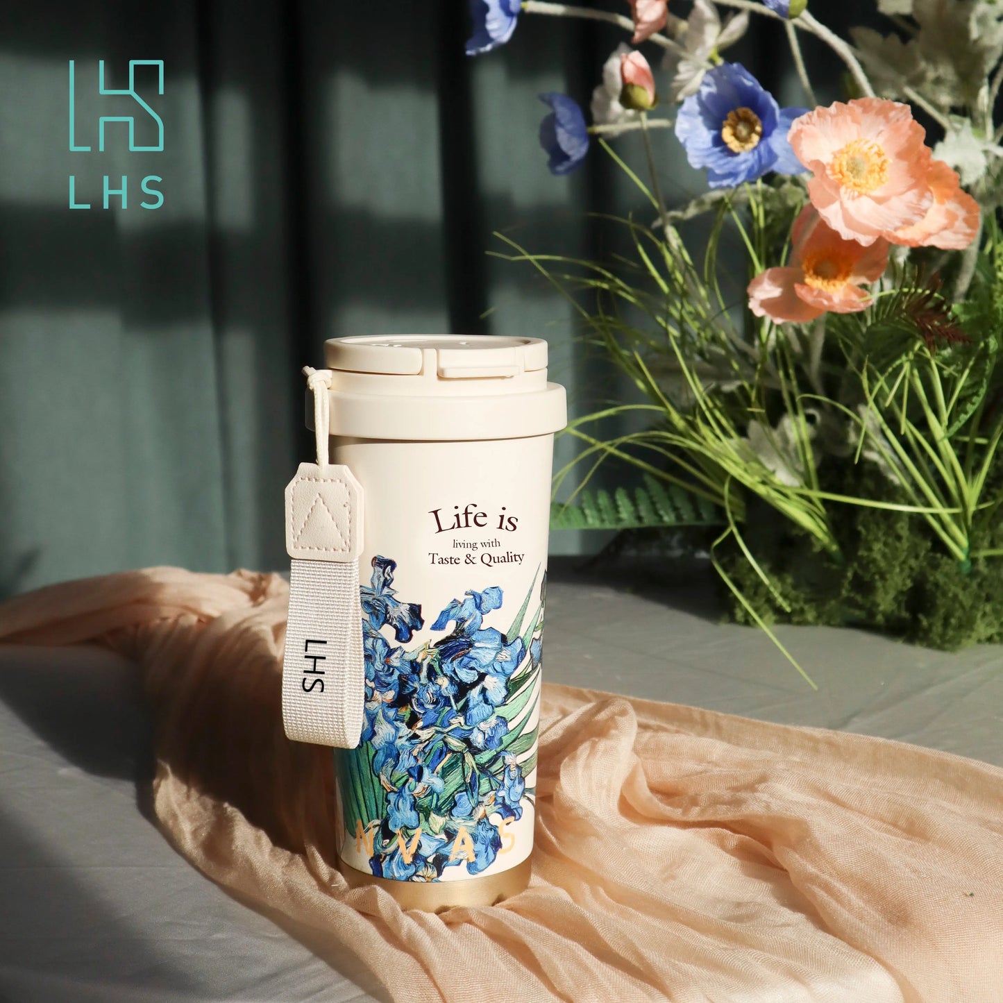 【LHS】凡爾賽玫瑰印花不銹鋼真空保溫保冷杯 采寓生活館