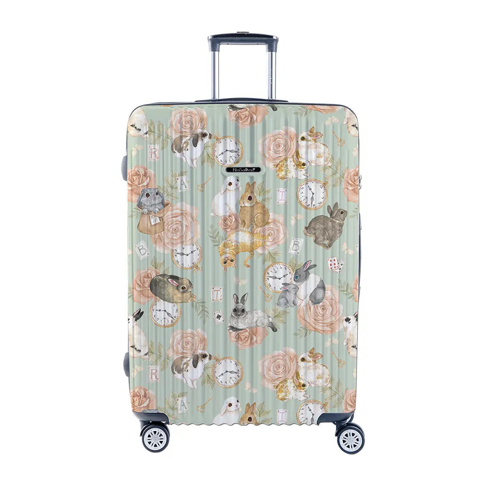 【微瑕疵福利品】二代版 毓 NaSaDen納莎登新無憂【英格藍貓聯名款】兔の旅獨特印花拉鍊行李箱 NaSaDen行李箱