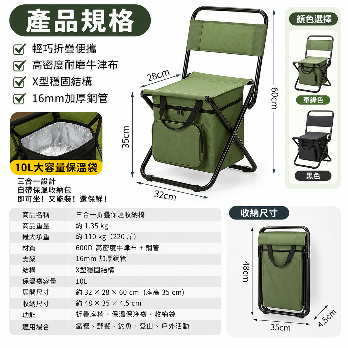 三合一保冷袋收納戶外折疊椅(預購14個工作天到貨)