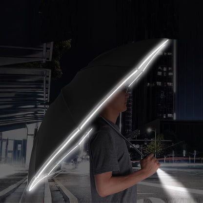 24骨雙龍骨全自動反向傘｜LED手電筒手把＋反光條 105cm大傘面 抗暴風雨夜行安全