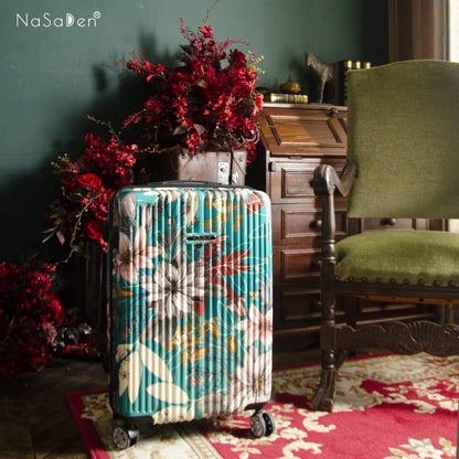 The second generation version of NaSaDen NaSa Denxin Wuyou [English blue cat joint model] cat’s four seasons printed zipper suitcase 22 inches/26 inches/29 inches 
