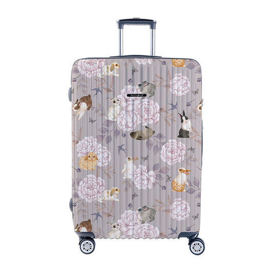 [Welfare product with slight defects] The second generation version of Yu NaSaDen NaSa is new and worry-free [English blue cat joint model] Rabbit Travel unique printed zipper suitcase