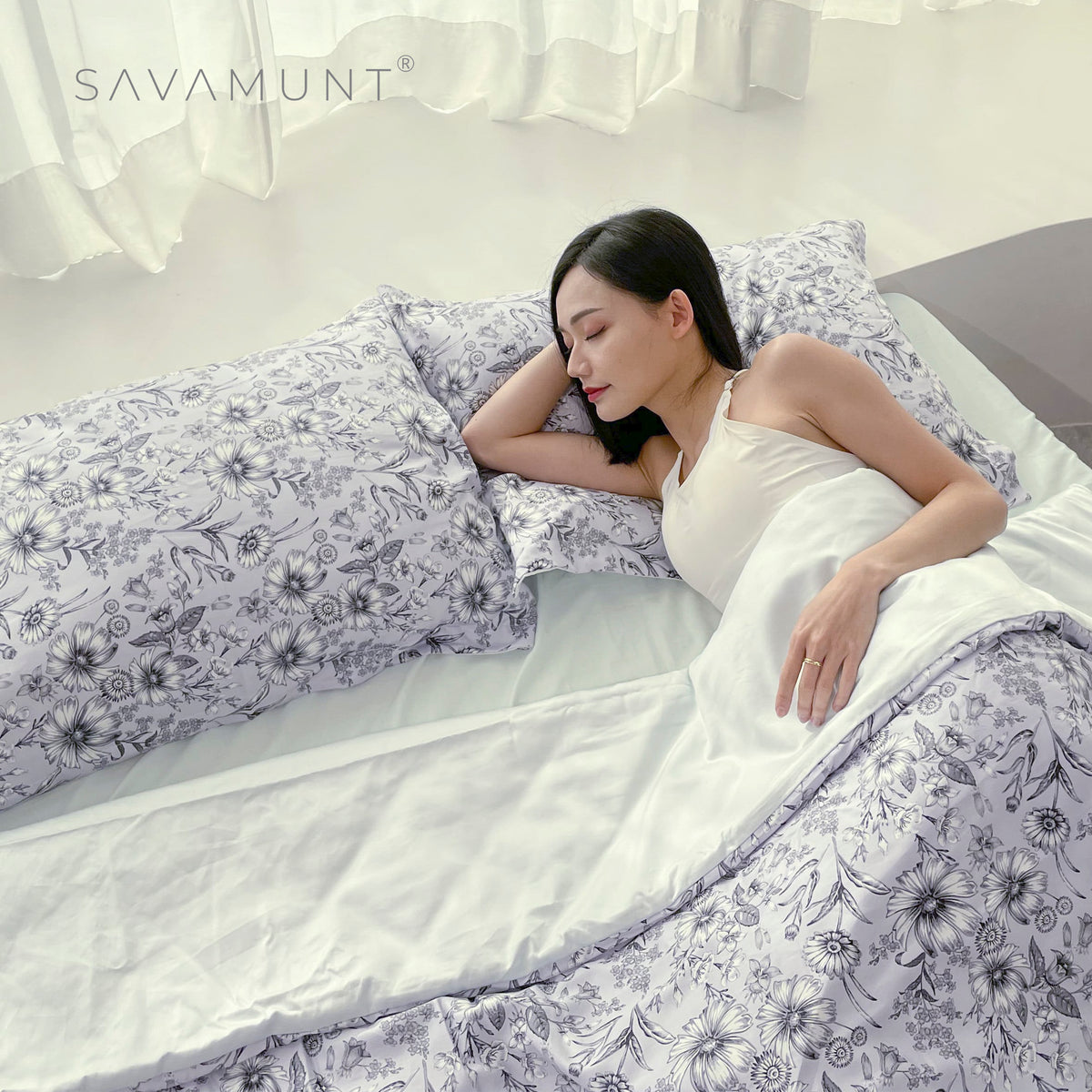 【Savamunt】Four-piece bed bag set Austrian Lenzing Tencel™ Modal standard/large/extra large double (warm orange pink)