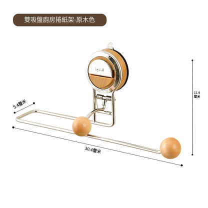 原木吸盤廚房紙巾架