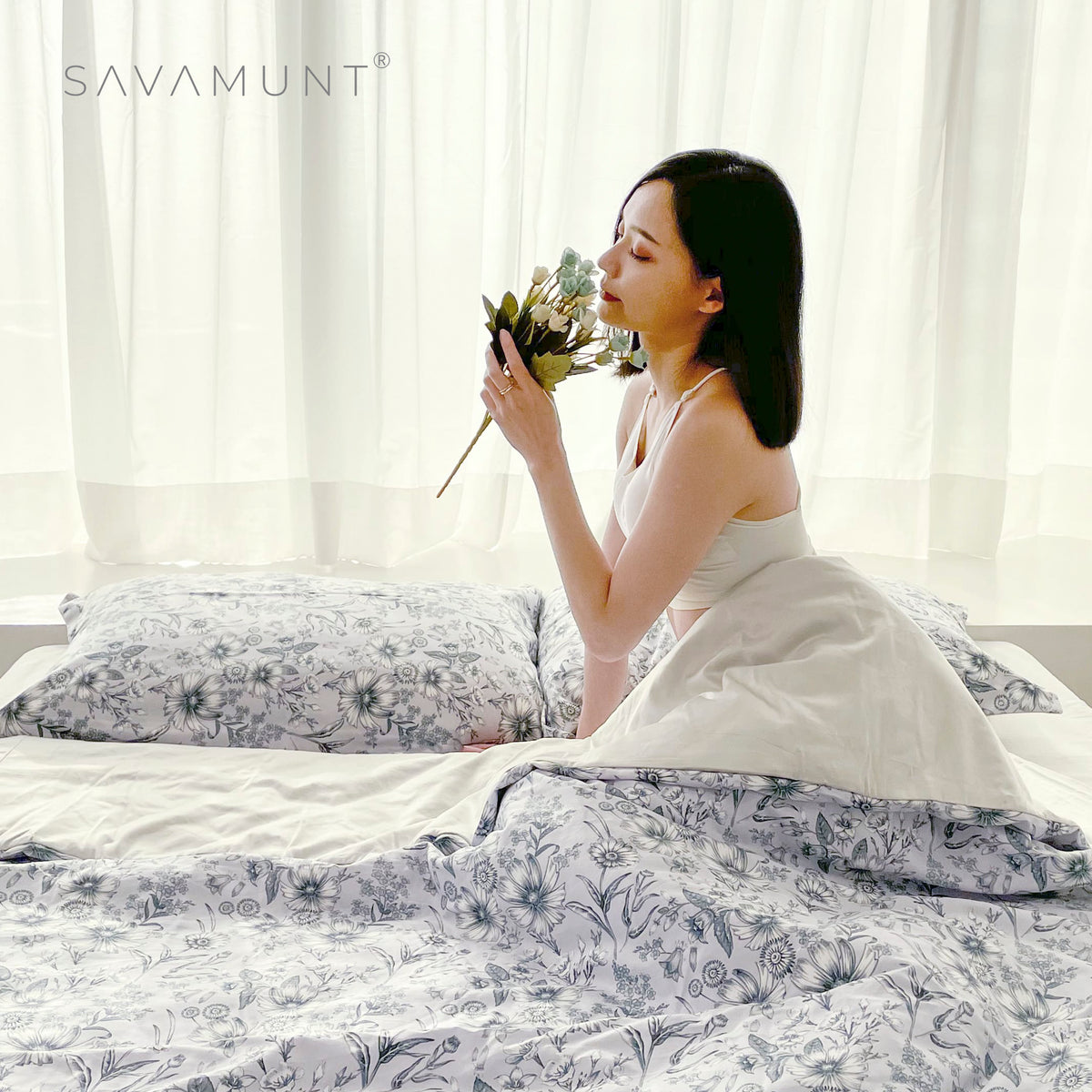 【Savamunt】Four-piece bed bag set Austrian Lenzing Tencel™ Modal standard/large/extra large double (warm orange pink)