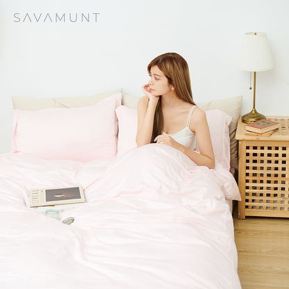 【Savamunt】Four-piece bed bag set Austrian Lenzing Tencel™ Modal standard/large/extra large double (warm orange pink)