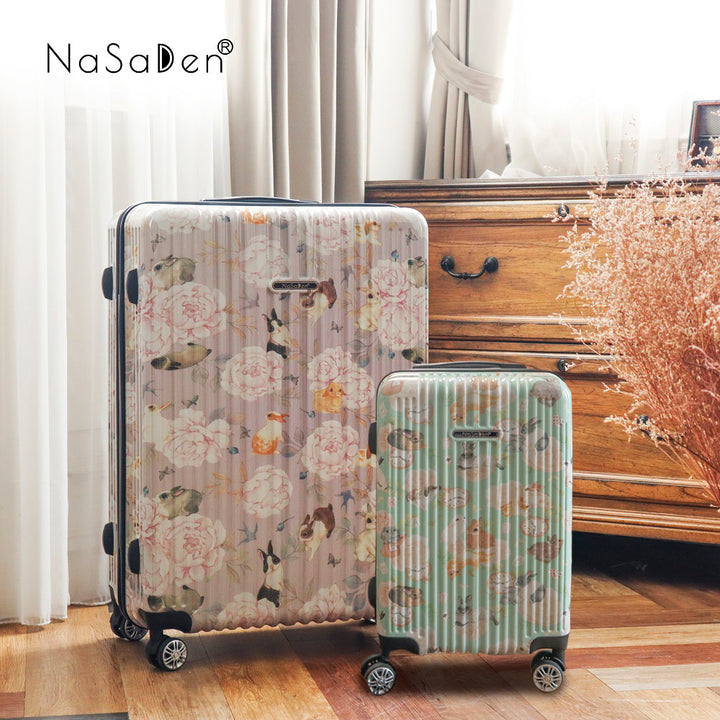 Second generation version Yu NaSaDen NaSa Denxin Wuyou [English blue cat joint model] Rabbit Travel unique printed zipper suitcase 22 inches/26 inches/29 inches 