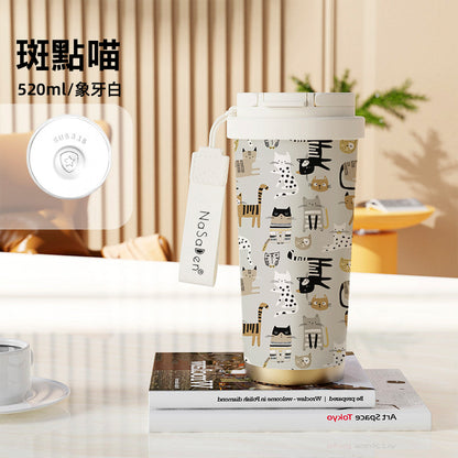 【NaSaDen】印花不銹鋼真空保溫保冷杯 520ml｜質感印花系列、長效保溫保冷，大口徑好清洗