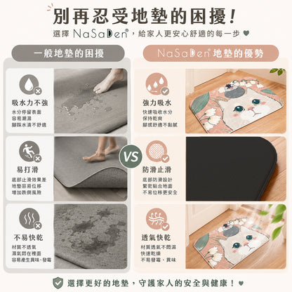 NaSaDen台灣製造SGS安全認證合格超強吸水浴室地墊60cm*40cm