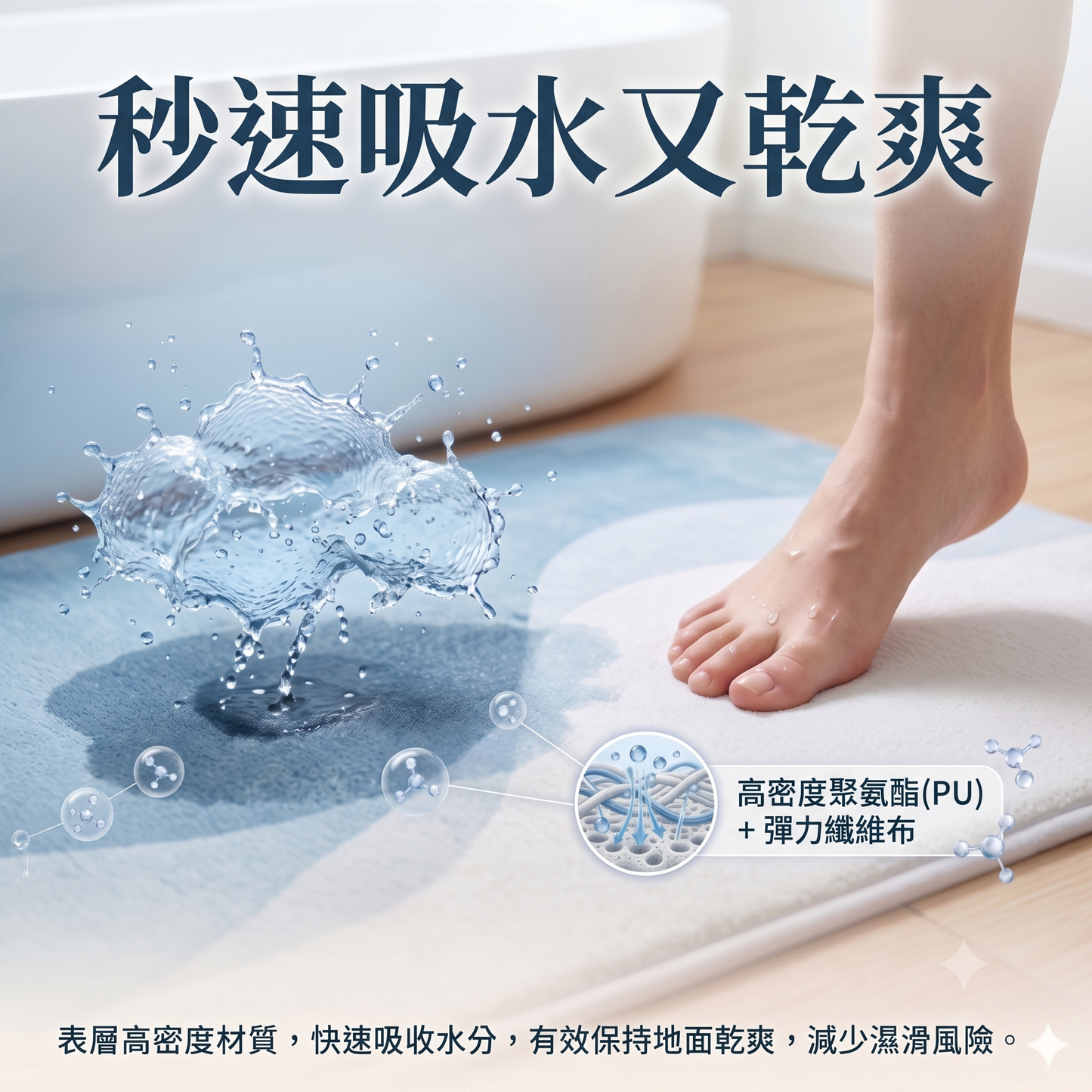 NaSaDen台灣製造SGS安全認證合格超強吸水浴室地墊60cm*40cm