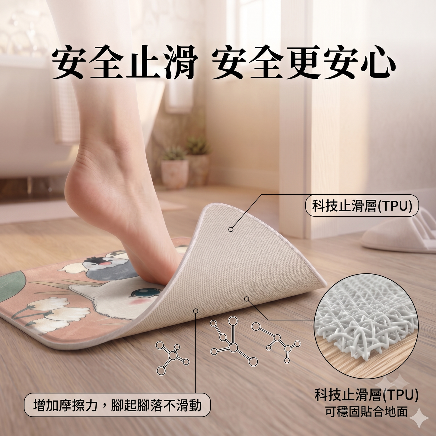 NaSaDen台灣製造SGS安全認證合格超強吸水浴室地墊60cm*40cm