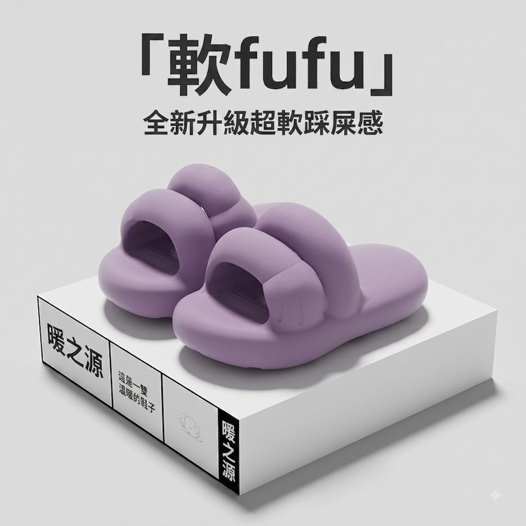 可愛猫爪EVA厚底防滑踩屎感凉拖鞋