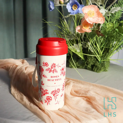 【LHS】凡爾賽玫瑰印花不銹鋼真空保溫保冷杯 采寓生活館