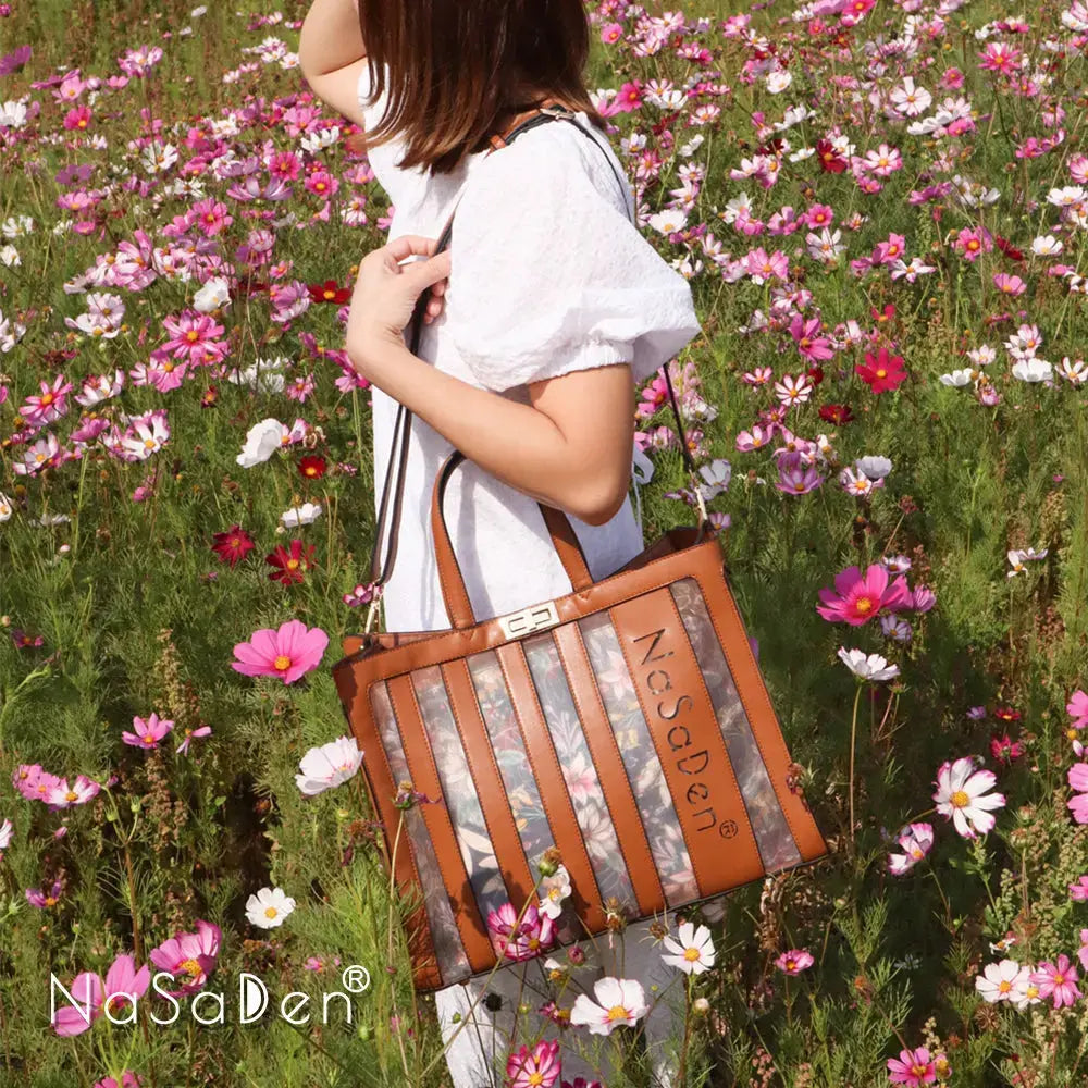 NaSaDen納莎登 爵色女伶 Freya芙蕾雅 幻花之戀鏤空包 同名款女用包/手提包/托特包/商務手提包/tote包/皮革包 NaSaDen行李箱