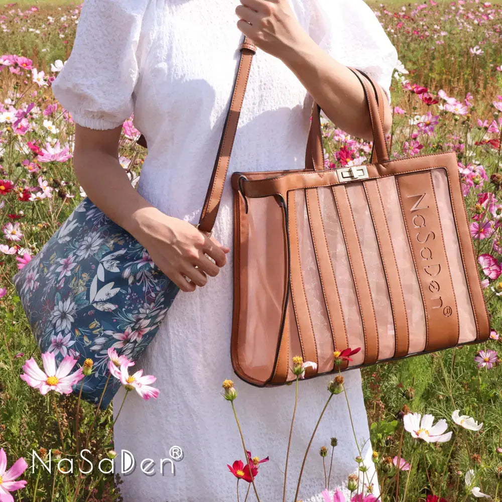 NaSaDen納莎登 爵色女伶 Freya芙蕾雅 幻花之戀鏤空包 同名款女用包/手提包/托特包/商務手提包/tote包/皮革包 NaSaDen行李箱