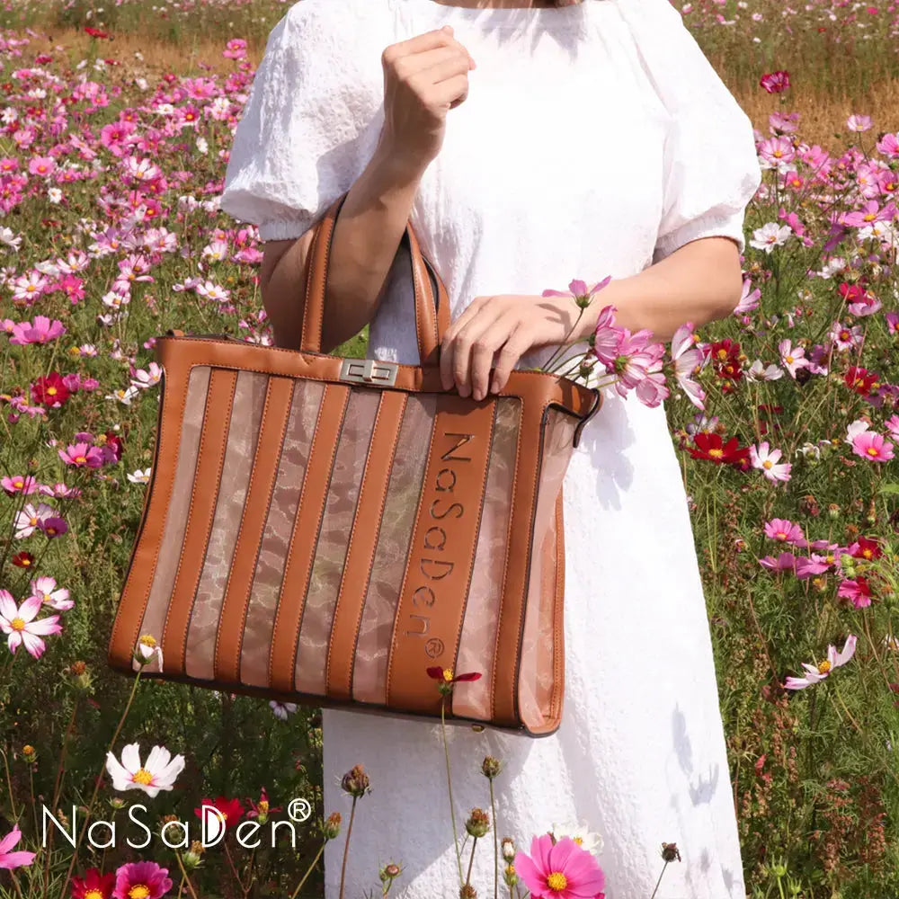 NaSaDen納莎登 爵色女伶 Freya芙蕾雅 幻花之戀鏤空包 同名款女用包/手提包/托特包/商務手提包/tote包/皮革包 NaSaDen行李箱