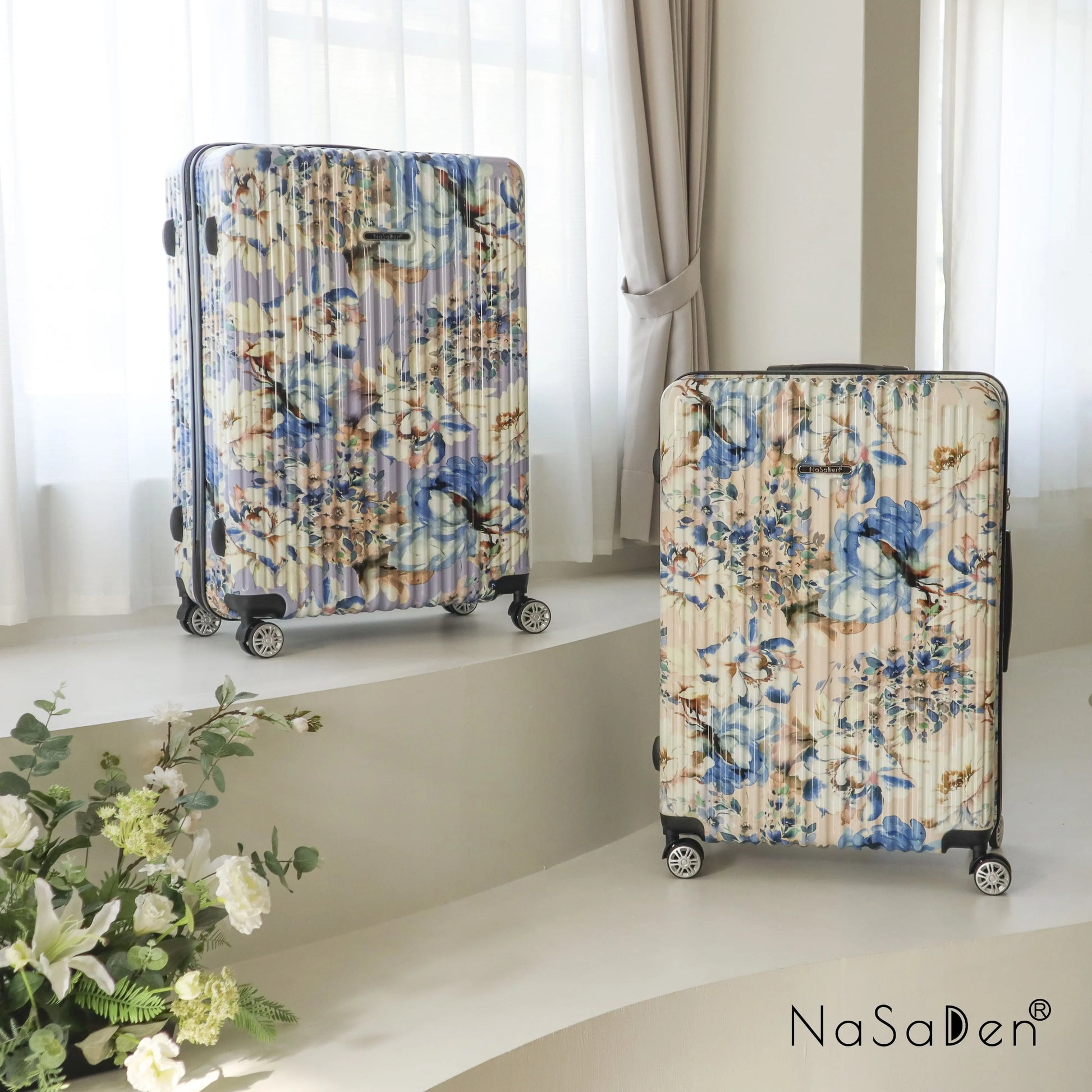二代版 毓 NaSaDen納莎登新無憂【花曉聯名款】獨特印花拉鍊行李箱22吋/26吋/29吋 NaSaDen行李箱