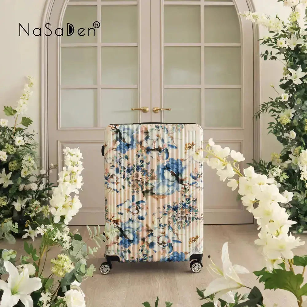 二代版 毓 NaSaDen納莎登新無憂【花曉聯名款】獨特印花拉鍊行李箱22吋/26吋/29吋 NaSaDen行李箱