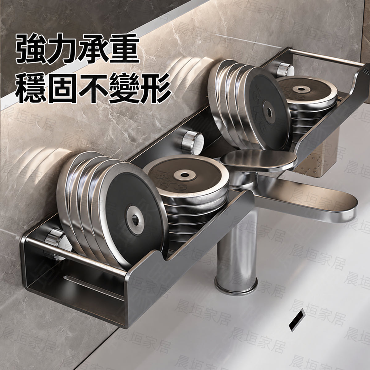 免打孔檯面吸盤式水龍頭置物架