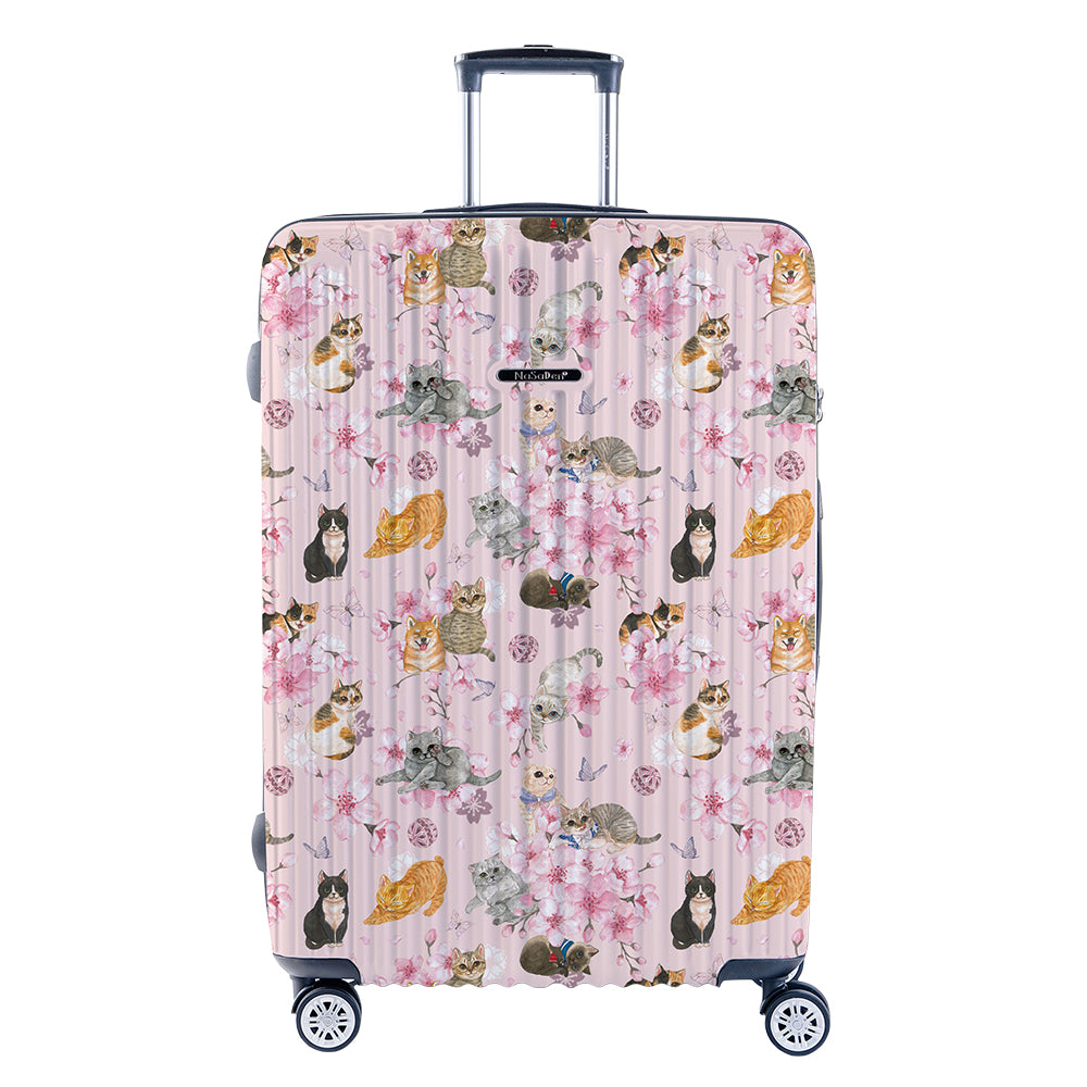 The second generation version of NaSaDen NaSa Denxin Wuyou [English blue cat joint model] cat’s four seasons printed zipper suitcase 22 inches/26 inches/29 inches 